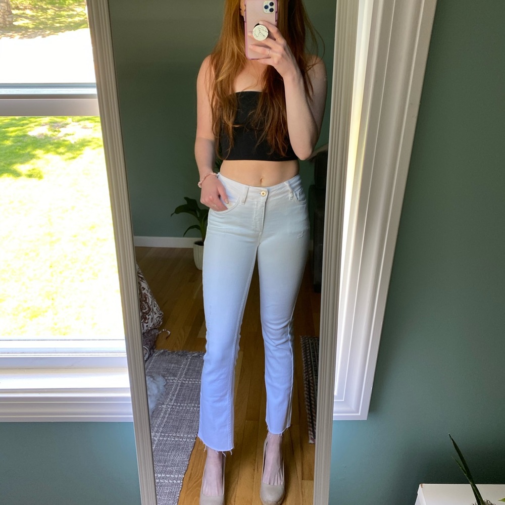 Pilcro High Rise Bootcut Jeans in White